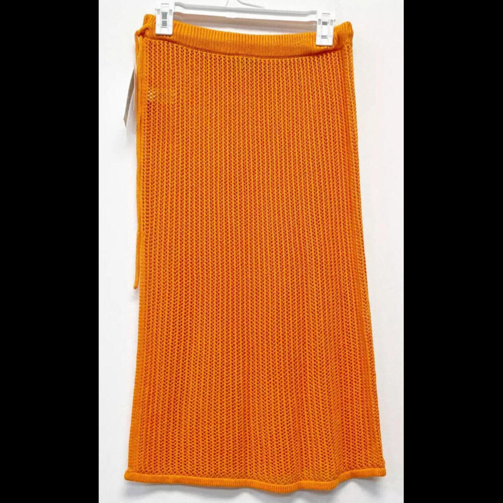A New Day Open Knit Midi Skirt Size Large Orange *NWT* MSRP $25.00